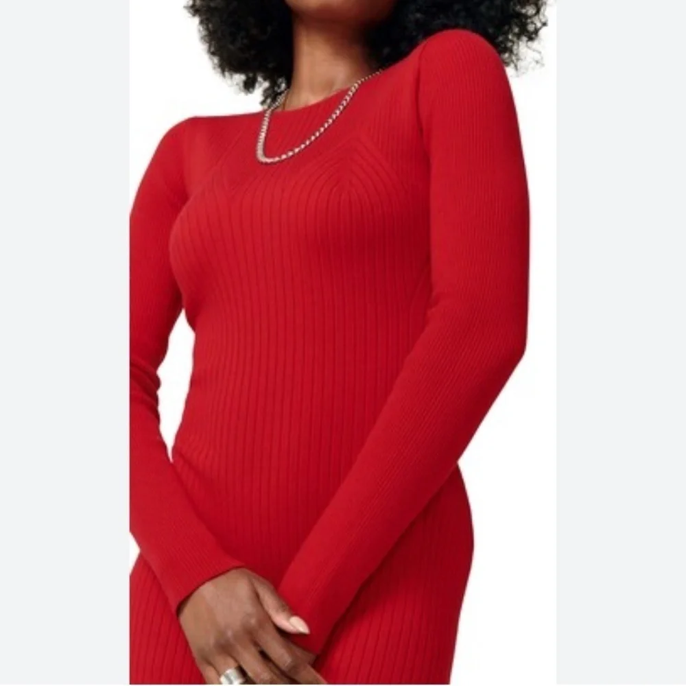 LITA BY CIARA BELLA Slim fit MERINO WOOL SWEATER DRESS Red - Picture 2 of 7